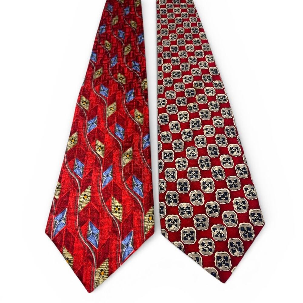 Robert Talbott Best in Class Red and Blue Patterned Ties set of 2 Canterbury